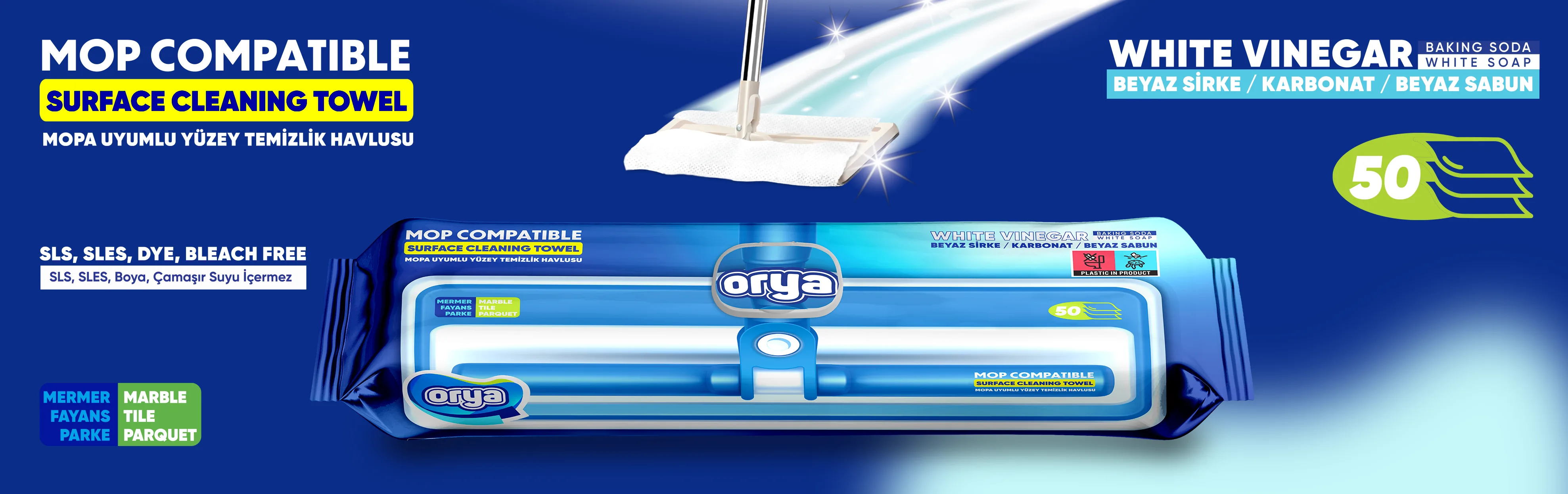 Mop compatible surface cleaning towel