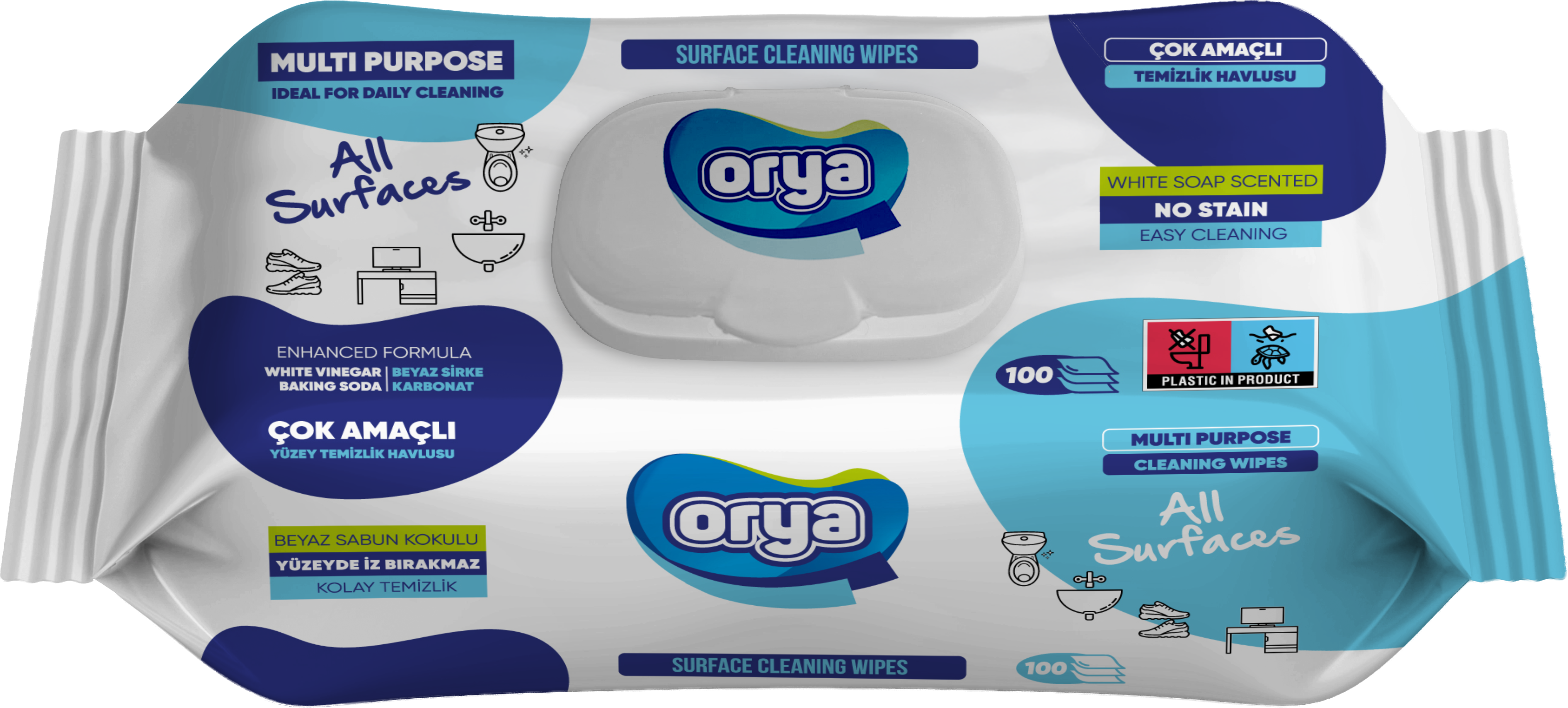 Multi Purpose White Soap Scented Surface Cleaning Wipes