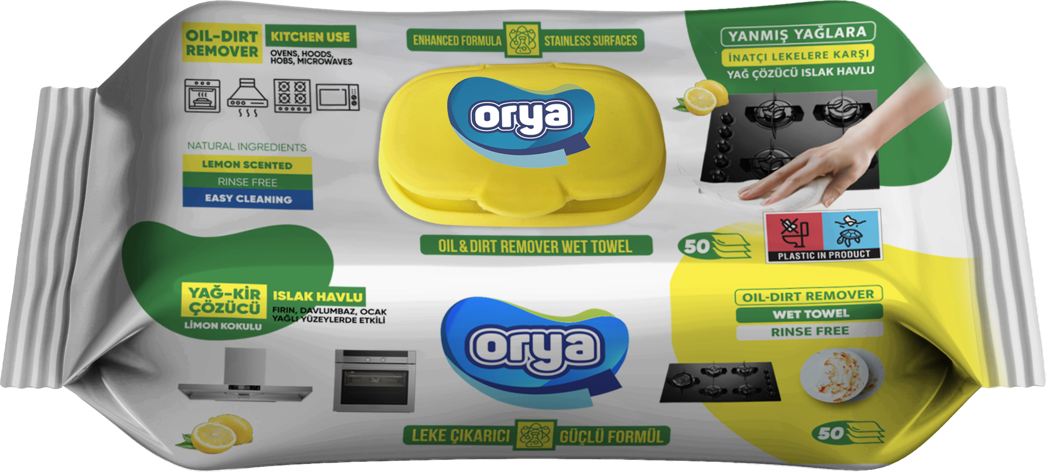 Oil & Dirt Remover Lemon Scented Surface Cleaning Wipes